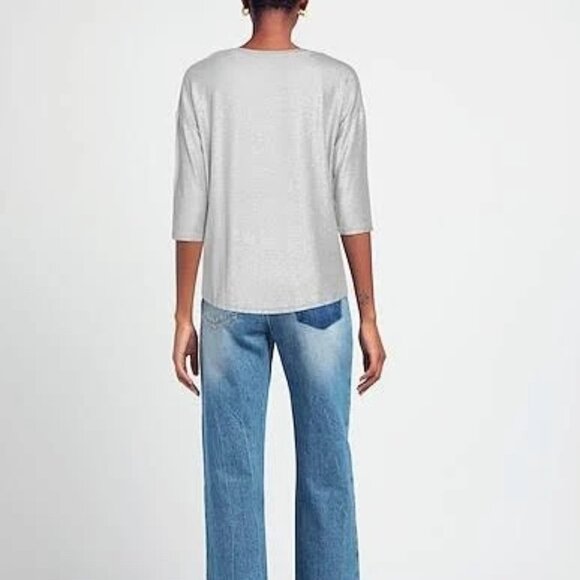 NWT | Majestic Filatures Metal Grey Metallic Elbow Length‎ Viscose T Shirt - Picture 2 of 7